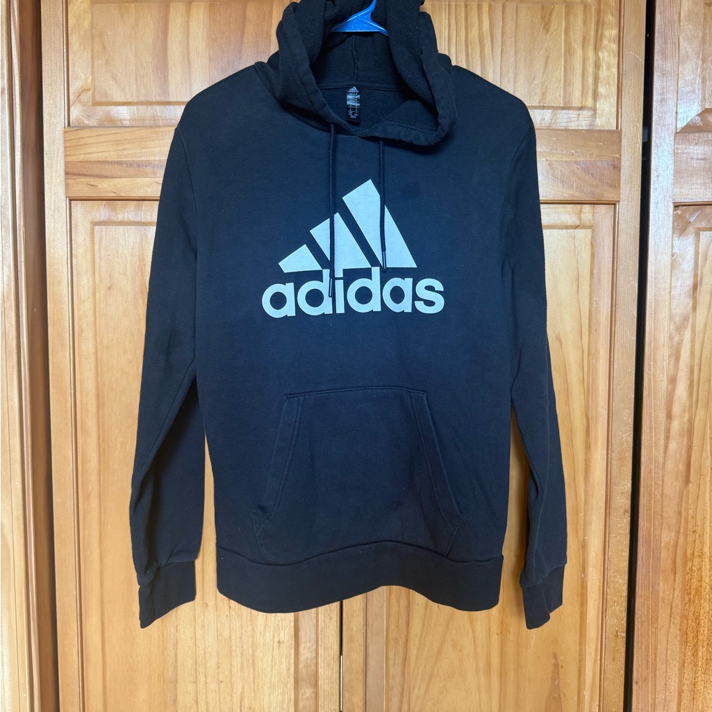 Adidas Black Hoodie With Large White Logo